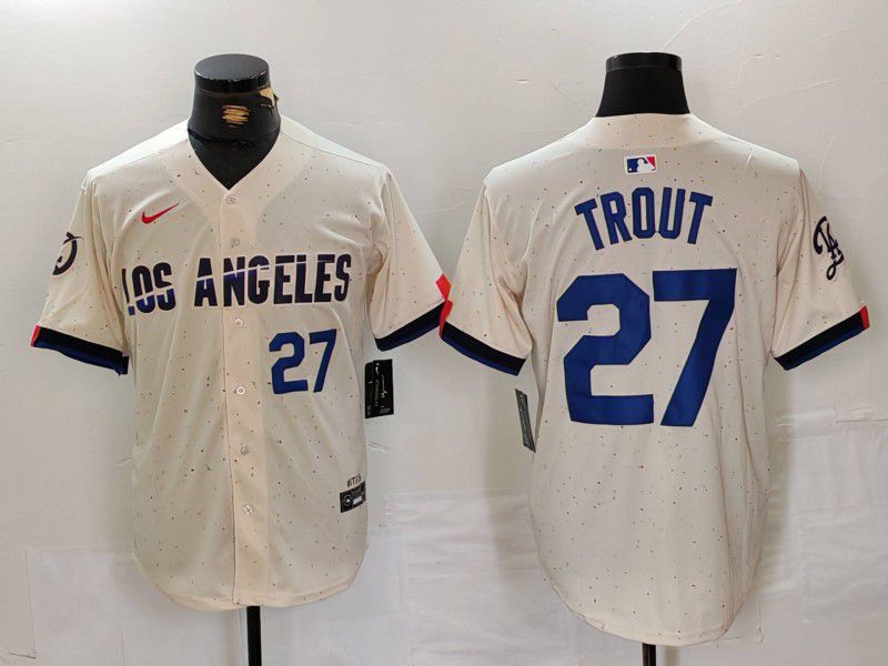 Men Los Angeles Dodgers #27 Trout Cream Fashion Nike Game MLB Jersey style 33->los angeles dodgers->MLB Jersey